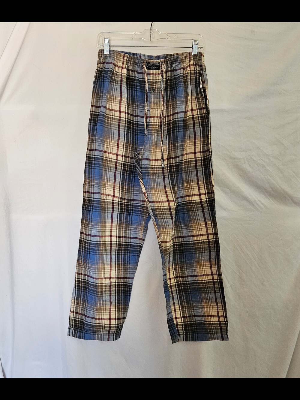 Mens Blue Plaid Drawstring Lounge Pants Polo Ralph Lauren Sleepwear Plaid Pajama